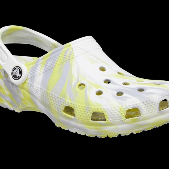 🆕🐊Crocs Classic Marbled Clogs, Size W 7, Citrus, Gray, & White - Picture 3 of 7